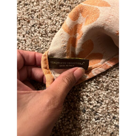 Giauinto Tessitura Vintage Linen Orange/Peach Bee/Wasp Table Cloth - Picture 2 of 3